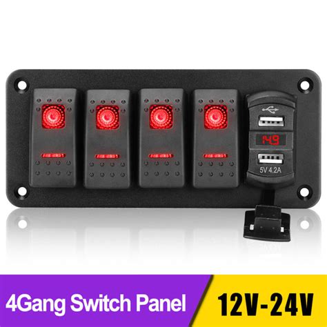 LED Switch Panel Sticker ON OFF Outlet Combination 4 Gang Toggle