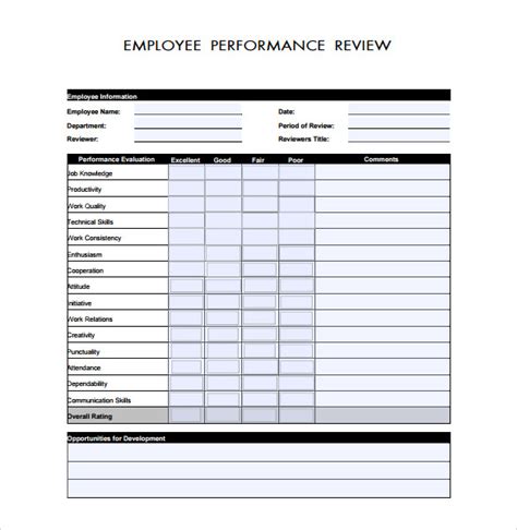 Free 14 Sample Employee Performance Review Templates In Ms Word Pdf