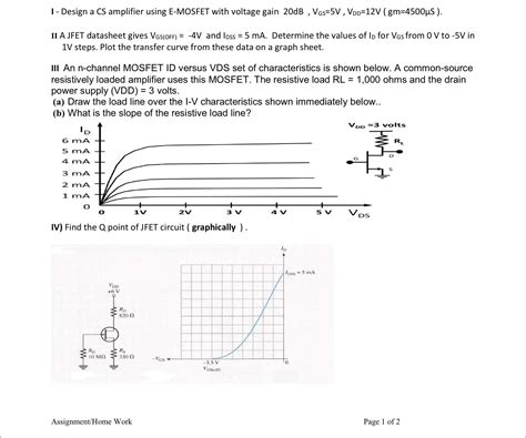 Solved 1 Design A Cs Amplifier Using E Mosfet With Voltage