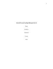 Revised Personal Teaching Philosophy Part Ii Docx Revised Personal