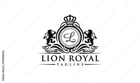 Fancy Black On White Royal Lion Logo Classy Letter Initial Crest