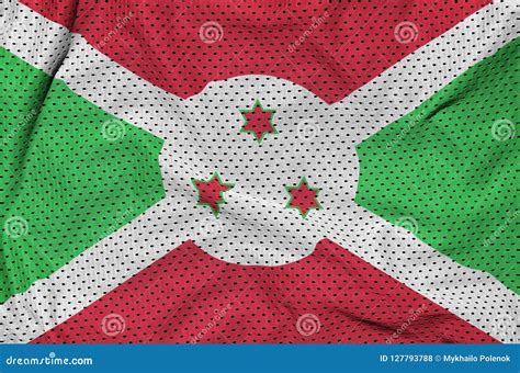 Burundi Flag Printed On A Polyester Nylon Sportswear Mesh Fabric Stock