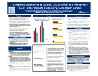 Mentorship Experiences Of LGBT Undergraduates Pursuing Health Careers PPT