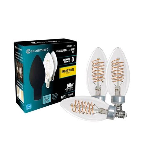 EcoSmart 60 Watt Equivalent B11 Dimmable E12 Candelabra Fine Bendy