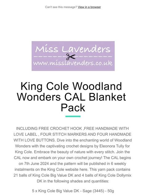 Miss Lavenders King Cole Woodland Wonders Cal Blanket Pack Milled