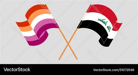 Crossed And Waving Flags Of Lesbian Pride Iraq Vector Image