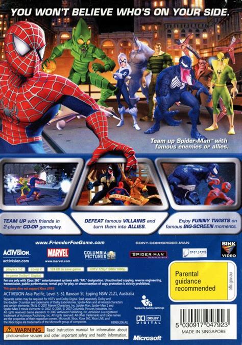 Spider Man Friend Or Foe 2007 Xbox 360 Box Cover Art MobyGames