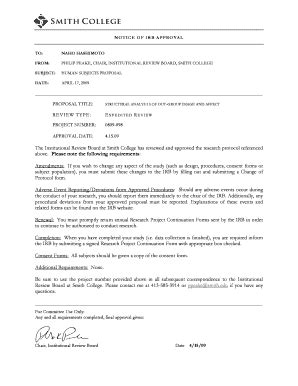 Fillable Online Science Smith Irb Approval Form Clark Science Center