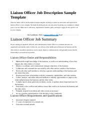 Liaison Officer Job Description Sample Template.docx - Liaison Officer Job Description Sample ...