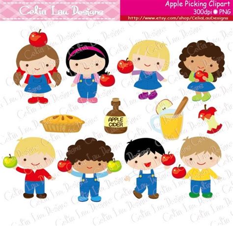 Apple Picking Clipart Fall Clipart Harvest Digital Clip Art Etsy Canada