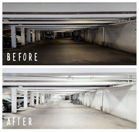 LED Retrofit for Parking Garage – Before and After