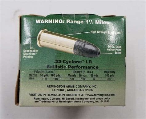 Remington Cyclone 22 Lr Hi Speed 36 Gr Hp 1 X 325 Adam Marshall Land And Auction Llc