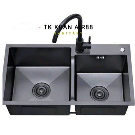 Promo PAKET LENGKAP KITCHEN SINK BOLZANO BLACK 8245 BAK CUCI PIRING