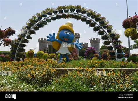 Dubai Uae June A Giant Figure Of A Smurf Spreading Her Arms