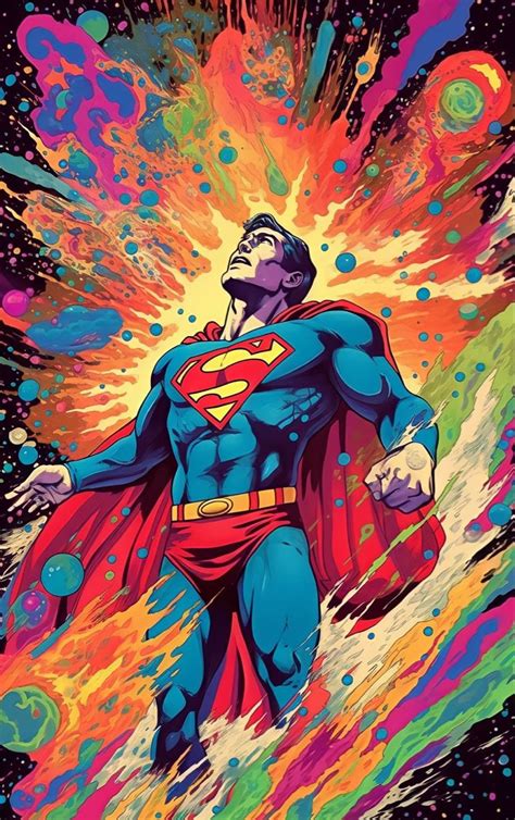 Superman Trippy Dmt Lsd Drugs Poster Wallpaper Dccomics Dc