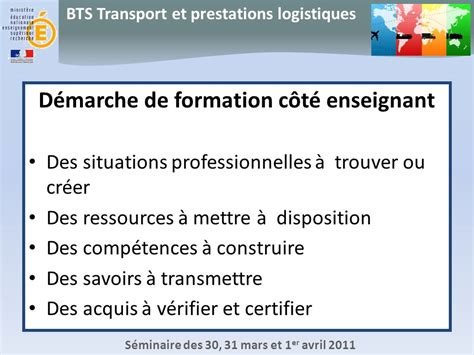 BTS Transport et prestations logistiques Séminaire des 30 31 mars et 1