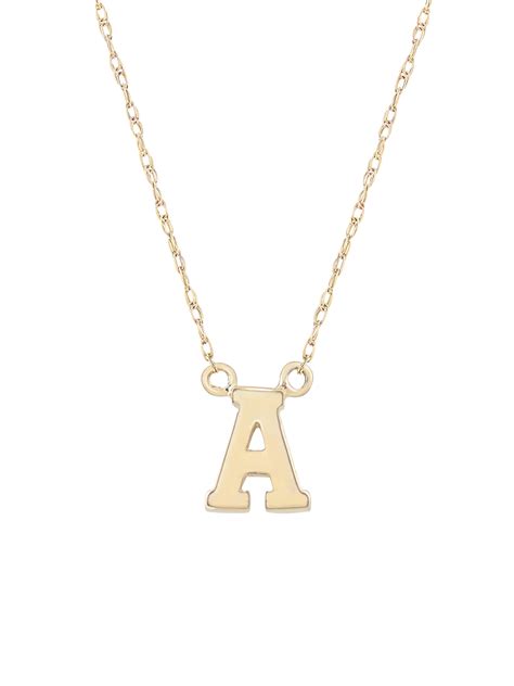 Unbrand K Yellow Gold Classic Alphabet Initial Pendant Necklace A