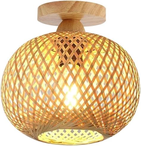 Vintage Boho Rattan Lampe Deckenleuchte Hängelampe Bambus Holz