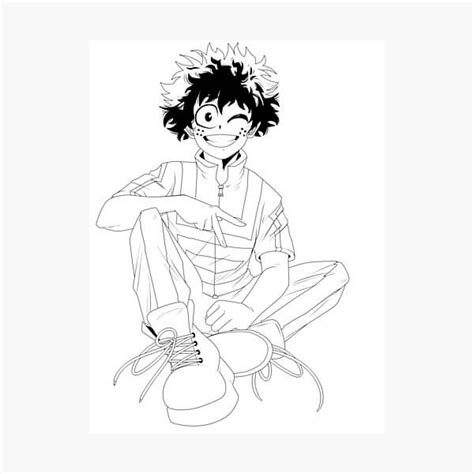 Deku Sentado Para Colorear Imprimir E Dibujar Coloringonly