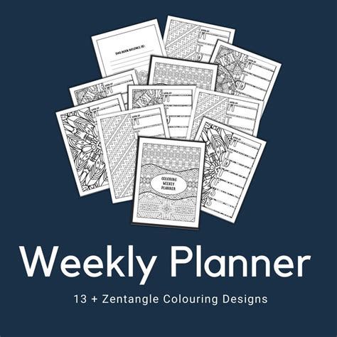 Colouring Weekly Printable Planner Zentangle Printable Colouring