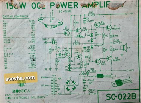 Skema 150 Watt Ocl Power Amplifier By Ronica Sc 022b Tutorial Desain And Hoby