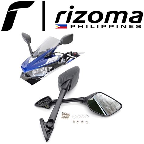 Rizoma R25 Side Mirror Carbon Fiber Look In Clear And Bluish Lens