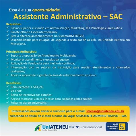 Vaga Para Assistente Administrativo Sac Portal Vagas