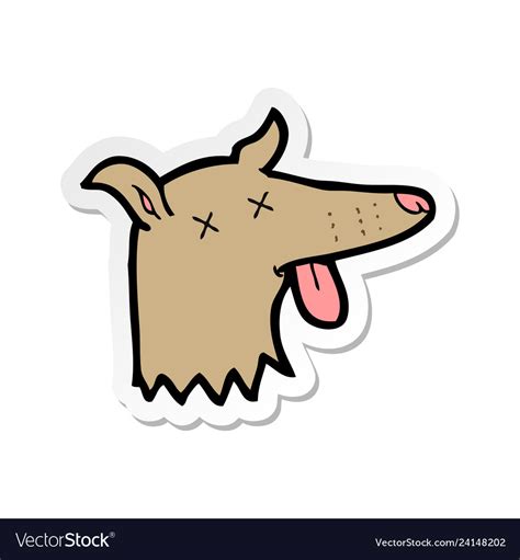 Sticker of a cartoon dead dog face Royalty Free Vector Image