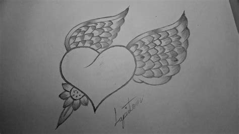 Corazones Con Alas Para Dibujar A Lapiz