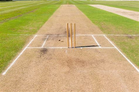 Cricket Field Pitch`s Wickets Grounds Stock Photo - Image of wickets ...