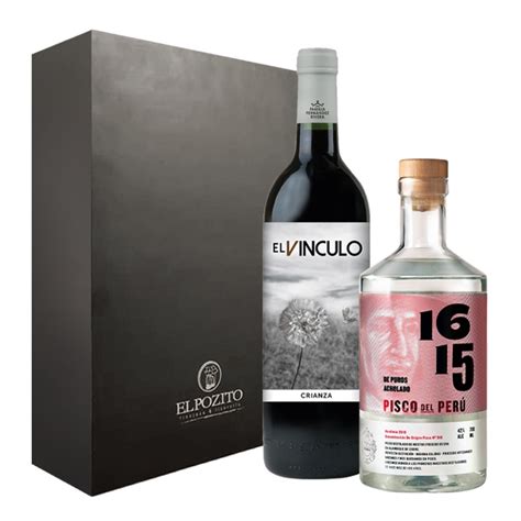 Gift Box Vino Tinto El Vinculo Crianza Pisco Puro Acholado