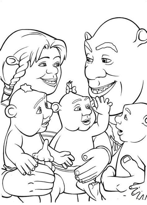 Desenho de Família de Shrek e Fiona para colorir Tudodesenhos