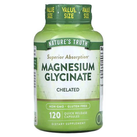 Nature S Truth Magnesium Glycinate Chelated Quick Release