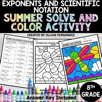 Exponents And Scientific Notation No Prep Solve Color Activity