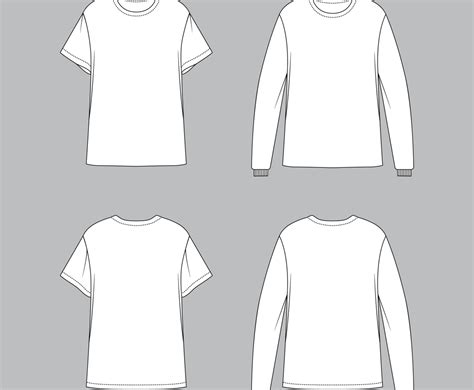 White T Shirt Template In Short And Long Sleeve