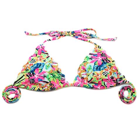 Relleciga Ruffle Damen Bademode Bikini Top Triangel Oberteil Jungle