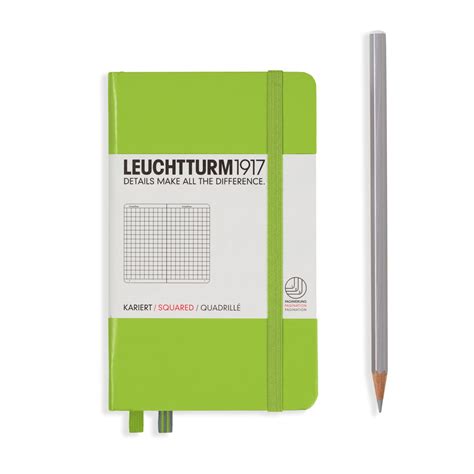 Notebook Pocket A Hardcover Numbered Pages Squared Lime