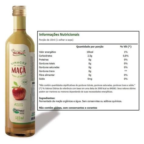 Vinagre De Maçã Orgânico São Roque 500ml Fazenda São Roque Vinagre