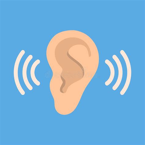 Ear Listen Vector Icon On Blue Background Ear Vector Icon Listening