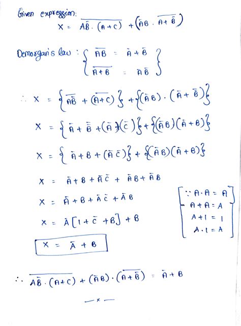 [solved] Use De Morgan S Theorem And Boolean Algebra To Simplify The Expression Course Hero