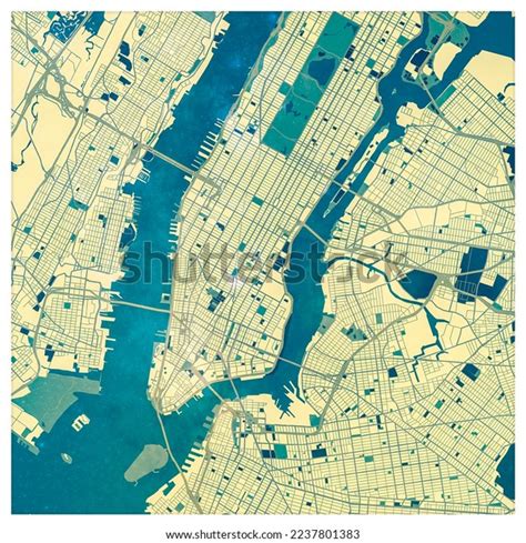 Colored Map Manhattan New York City Stock Illustration 2237801383