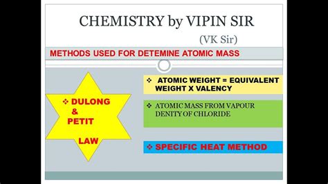 Methods Used To Determine Atomic Mass DULONG AND PETIT S LAW YouTube