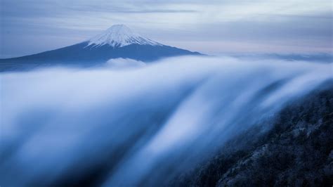 デスクトップ壁紙 日本 日光 木 風景 森林 山々 海 丘 自然 反射 冬 長時間露光 雲 日の出 青 氷