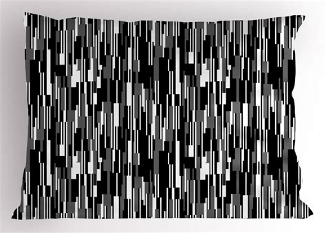 Ambesonne Black And White Pillow Sham Abstract Lines X Black