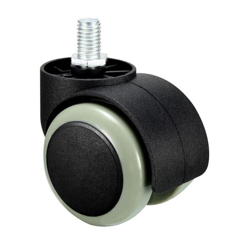 Office Chair Casters 2 Inch PU Twin Wheel Threaded Stem Swivel Caster