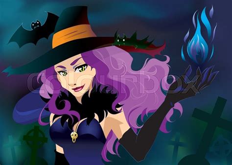 Poster Sexy Halloween Witch In Black Stock Vector Colourbox