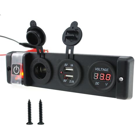 Dual Usb Charger A Voltmeter V Cigarette Lighter On Off Waterproof