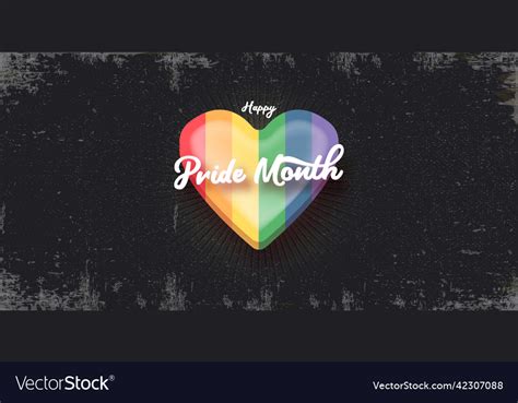 Happy Pride Month Horizontal Banner With Heart Vector Image