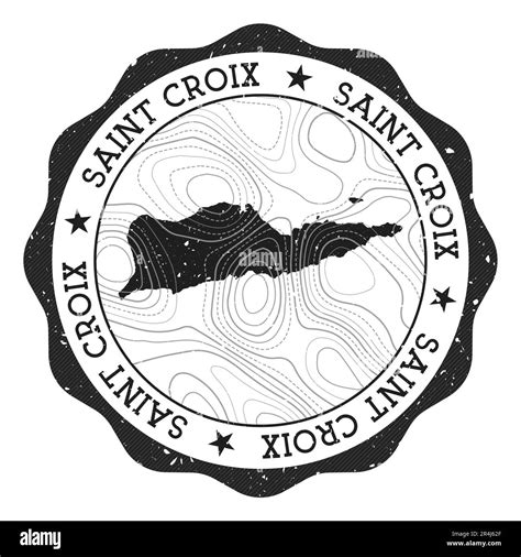 Saint Croix Outdoor Stamp Round Sticker With Map Of Island With