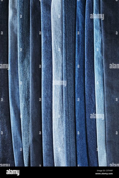 Different Shades Of Blue Jeans Denim Fabrics Stock Photo Alamy